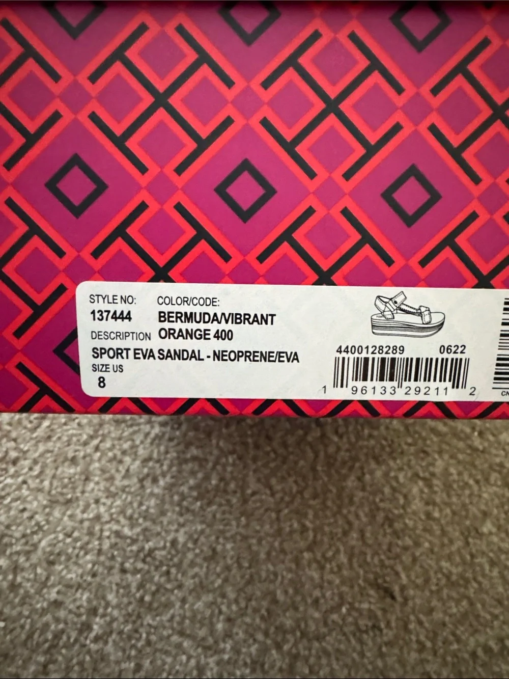 NEW Tory Burch Sport Eva Sandals, size 8 - Picture 5 of 5